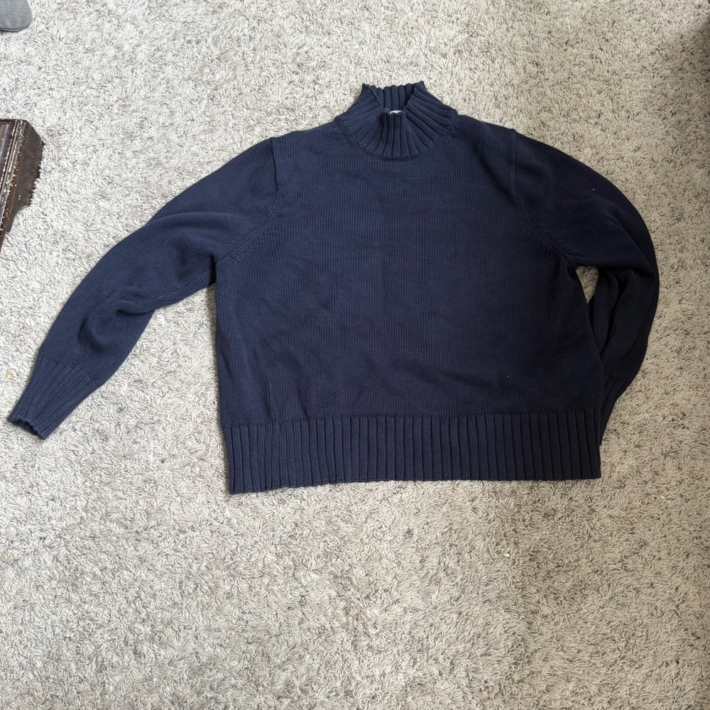 Women's Navy Cotton Mock Neck Sweater j.crew